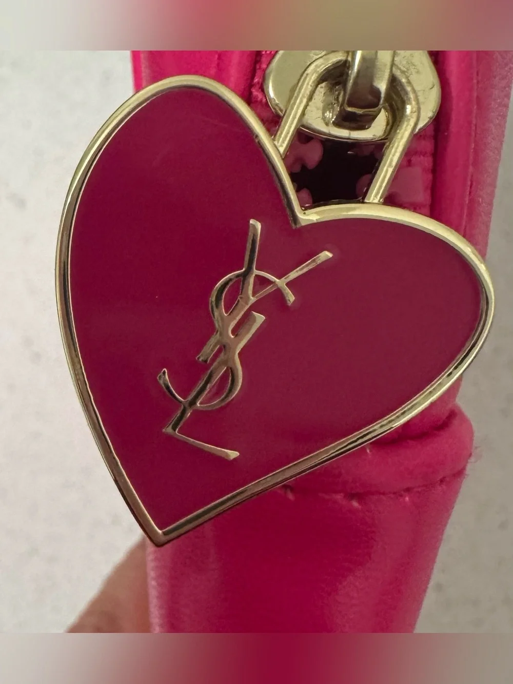 YSL Beauté Pink Heart-Shaped Cosmetic Pouch